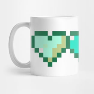 Teal Row of Hearts Pixel Art Mug